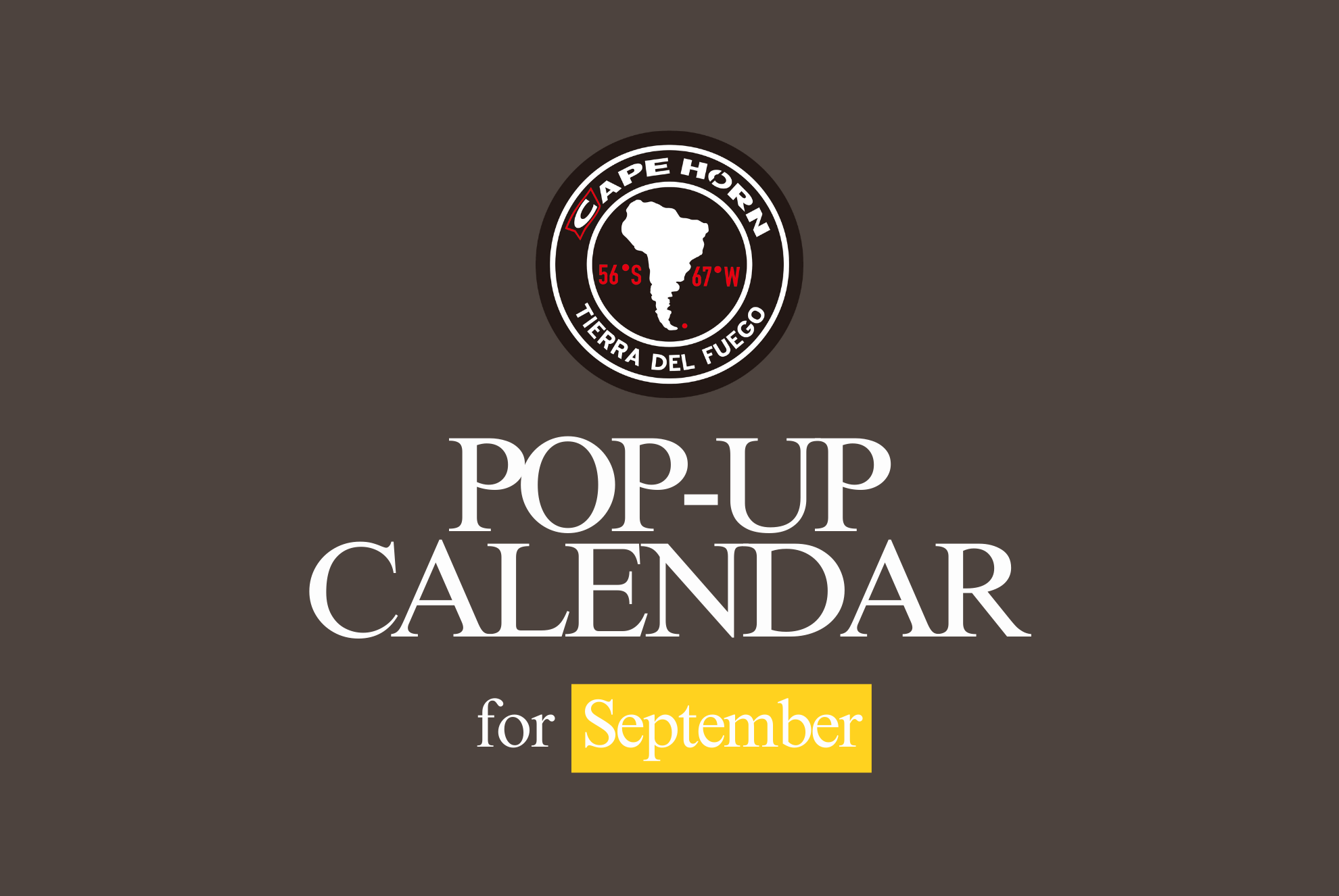CAPE HORN POP UP STORE SCHEDULE – September